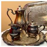 Silver Plated Tea Service and Serving Trays