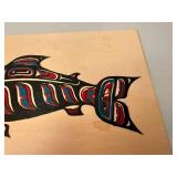 Wood Trinket Box with Salmon Artwork