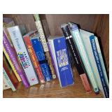 Faux Wood Multi- Shelf Bookcase w/ Assortment of Books
