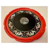 Japanese Bento Tray and Stoneware Blue Willow Tea Cups