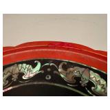 Japanese Bento Tray and Stoneware Blue Willow Tea Cups