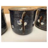 Japanese Bento Tray and Stoneware Blue Willow Tea Cups