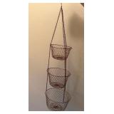Copper Toned Three Tier Hanging Fruit Basket