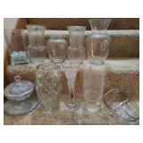 Assorted Large Glass and Crystal Vases and more