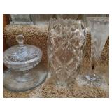 Assorted Large Glass and Crystal Vases and more