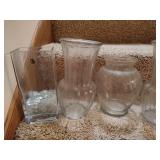 Assorted Large Glass and Crystal Vases and more