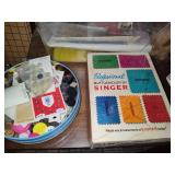 Vintage Sewing Machine & Asst Accessories