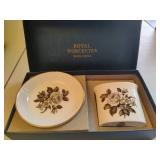 Royal Worcester Bone China Toothpick Holder & Small Plate
