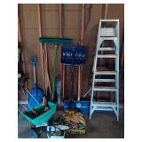 Lot of Garage/Outdoor Tools & Ladder