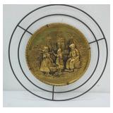 (2ct) Vintage Hammered Brass Wall Hanging "Made in England"