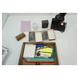 Desk Lamp, Paper Clips, Vintage Pencil Holders, Other Office Supplies