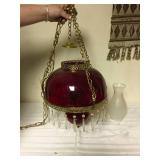 Antique Cranberry Hanging Lamp