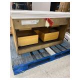 Ari Kitchen and BathLucas 36 in. W x 21 in. D x 22 in. H Single Floating Bath Vanity in Oak w/ Engineered Quartz Top in White w/ White Basin