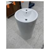 EridanusDenbigh Vitreous China 33 in. Round Free Standing Pedestal Sink with Faucet Hole and Overflow in Crisp White
