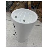 EridanusDenbigh Vitreous China 33 in. Round Free Standing Pedestal Sink with Faucet Hole and Overflow in Crisp White