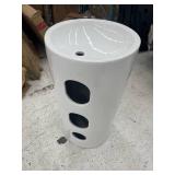 EridanusDenbigh Vitreous China 33 in. Round Free Standing Pedestal Sink with Faucet Hole and Overflow in Crisp White