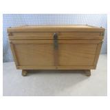 (A-3) Wood Box Chest with Hinged Li...