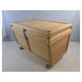 (A-3) Wood Box Chest with Hinged Li...