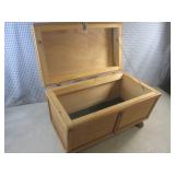 (A-3) Wood Box Chest with Hinged Li...