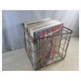 (F-1) Vintage Metal Milk Crate With...