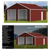 Double Garage Steel Barn 25FT(W)x 33FT(L)x 14FT(H)    K3325G