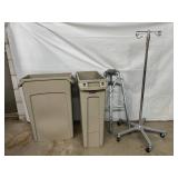 Rubbermaid Trash Bins, Elderly Assist Walkers, and I.V. Pole - Great Condition!