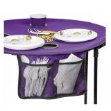 NEW Logo Brands NFL 27.6" XL Round Tailgate Table with Bottom Shelf - Minnesota Vikings