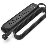 Monster 15ft Black Power Strip and Tower Surge Protector, Heavy Duty Protection, 300 Joule Rating and 6 120V-Outlets