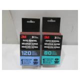 NEW 2 Pack of 3M Rapid Removal 3" Power Sanding Belts - 80 Grit (3in x 18in) and 120 Grit (3in x 21in)