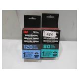 NEW 2 Pack of 3M Rapid Removal 3" Power Sanding Belts - 80 Grit (3in x 18in) and 120 Grit (3in x 21in)