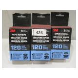 NEW 3 Pack of 3M Rapid Removal 3" Power Sanding Belts - 120 Grit (3in x 21in)