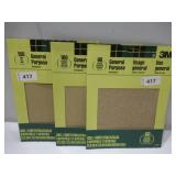 NEW 3 Packs of 3M 11 in. L x 9 in. W Fine Aluminum Oxide Sandpapers 60/100/150 Grit