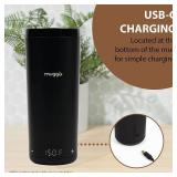 NEW Muggo 12 oz Self-Heating Coffee Mug, Black Portable with Leak-Proof Lid & 3-Hour Battery Life