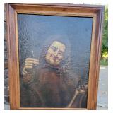 Framed Oil Painting ~ Wine Tasting Monk Framed Oil Painting ~ Wine Tasting Monk