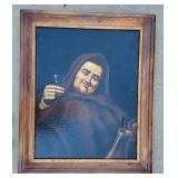 Framed Oil Painting ~ Wine Tasting Monk Framed Oil Painting ~ Wine Tasting Monk