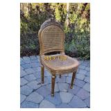 Gold Gilt Caned French Side Chair, as Gold Gilt Caned French Side Chair, as