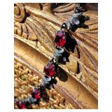 Sterling Silver Ruby Crystal Designer Signed Necklace ~ 43g Sterling Silver Ruby Crystal Designer Signed Necklace ~ 43g