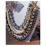 Betsey Johnson Vintage Crystal Leopard Bow Key Pearls Necklace Betsey Johnson Vintage Crystal Leopard Bow Key Pearls Necklace
