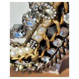 Betsey Johnson Vintage Crystal Leopard Bow Key Pearls Necklace Betsey Johnson Vintage Crystal Leopard Bow Key Pearls Necklace