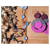 Vibrant Necklace Collection with Rose & Leaves Leather Earrings Vibrant Necklace Collection with Rose & Leaves Leather Earrings