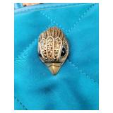 Kurt Keiger London Teal Quilted Bird Head Handbag Purse, as Kurt Keiger London Teal Quilted Bird Head Handbag Purse, as