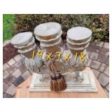 Large Tuscan Carved Wooden 3 Pillar Candle Holder Large Tuscan Carved Wooden 3 Pillar Candle Holder