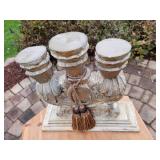 Large Tuscan Carved Wooden 3 Pillar Candle Holder Large Tuscan Carved Wooden 3 Pillar Candle Holder