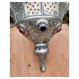 Vintage Silver Moroccan Jeweled Wall Sconce Vintage Silver Moroccan Jeweled Wall Sconce