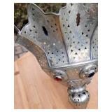 Vintage Silver Moroccan Jeweled Wall Sconce Vintage Silver Moroccan Jeweled Wall Sconce
