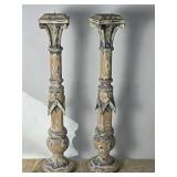 Architectural Salvage Carved Candlestick Pair Architectural Salvage Carved Candlestick Pair