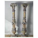 Architectural Salvage Carved Candlestick Pair Architectural Salvage Carved Candlestick Pair