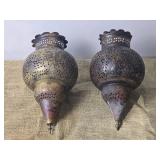 Persian Brass Hanging Lantern Pair Persian Brass Hanging Lantern Pair