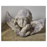 Peaceful Carved Stone Cherub Pair Peaceful Carved Stone Cherub Pair
