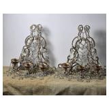 Gorgeous Vintage Hanging Prism Sconce Pair Gorgeous Vintage Hanging Prism Sconce Pair